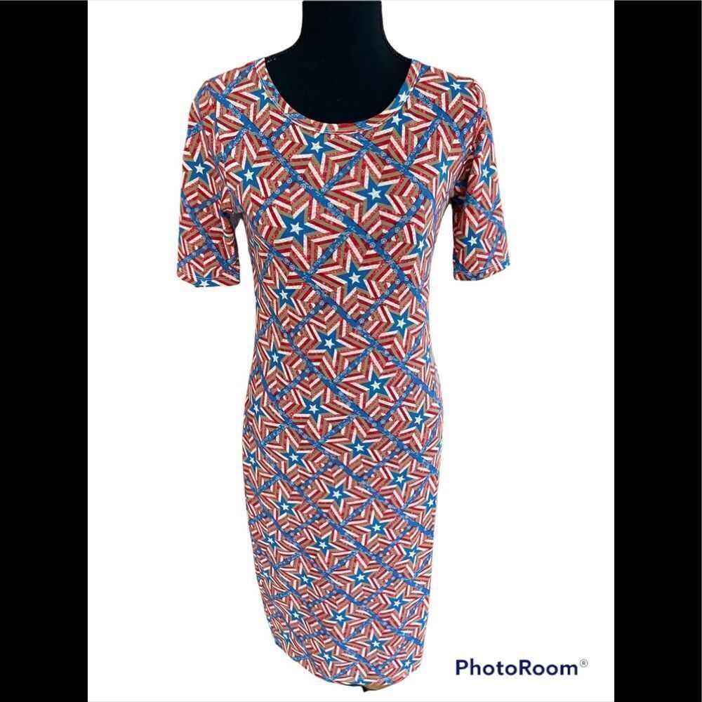 Lularoe Julia patterned sheath dress, size XS.